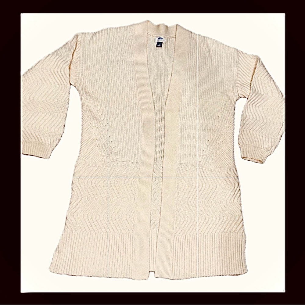 Old Navy Chunky Thick Knit Beige Open Front Coatigan/ Sweater/ Cardigan! (MED) - Picture 11 of 12